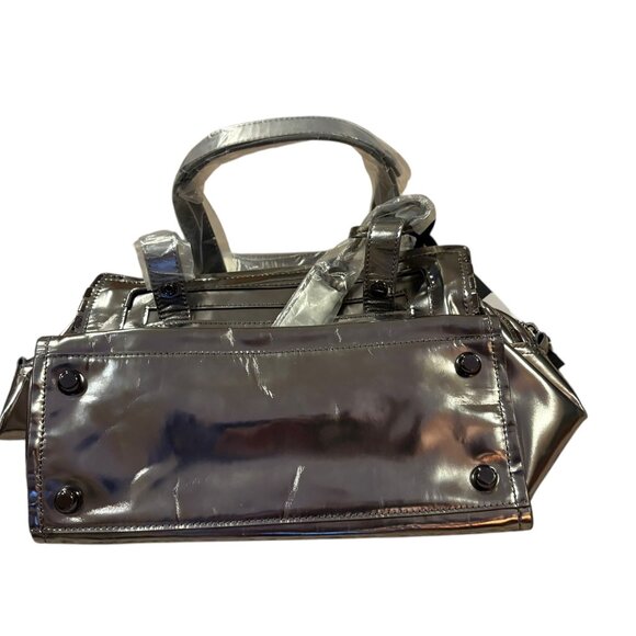 Grayson Holiday 2012 Studded Metallic Pewter Leather Satchel - Picture 3 of 10